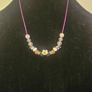 Pink and White Classic Necklace with Pearls